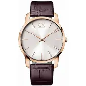 Calvin Klein City Series Klocka Kvartsverk Läderarmband Silverurtavla Herrklockor K2G21629 Regular Watch Box,Silver Dial Coffee Strap white