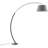 LUCANDE Båglampa Evelyna , Aluminium / grå / zink, Sovrum, Textil / tyger / siden, Modern, Golvlampa
