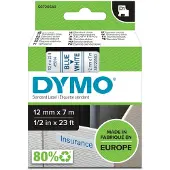 Dymo D1 Tape 12mm x 7m (blå på vit)