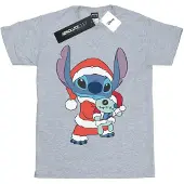 Disney Girls Lilo And Stitch Stitch Christmas Cotton T-Shirt (Sports Grey)