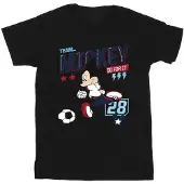 Disney Girls Mickey Mouse Team Mickey Football Cotton T-Shirt (Black)