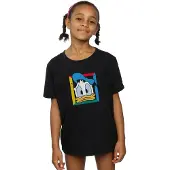 Disney Girls Donald Duck Panicked Cotton T-Shirt (Black)