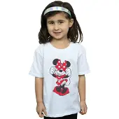 Disney Girls Minnie Mouse Bow Eyes Cotton T-Shirt (White)