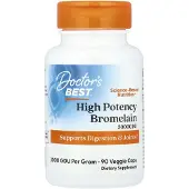 Doctors Best , Högpotent Bromelain, 3 000 GDU, 500 mg, 90 vegetabiliska kapslar