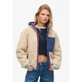 Superdry för kvinnor. W5011900A Vintage Hooded Sherpa-hoodie i beige (L), Casual, Återvunnen polyester