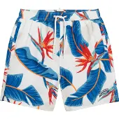 Superdry för män. M3010232A Återvunnen baddräkt med hawaiimönster vit (M), Strandkläder, Återvunnen polyester, Hållbar