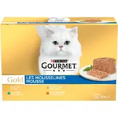 Gourmet Gold 12-pack Mousse + Fina Bitar i sås våtfoder katt