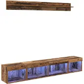 vidaXL TV väggskåp set med led 5 pcs Gammalt trä Konstruerat trä