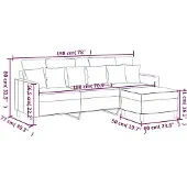 vidaXL 3-sitssoffa med fotpall gul 180 cm sammet