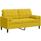vidaXL 2-sitssoffa med prydnadskuddar gul 140 cm sammet