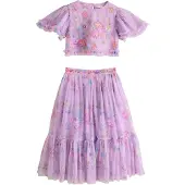 Next Set 'Lehenga' ljusblå / grön / lavendel / rosa