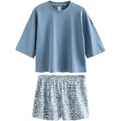 Next Kort pyjamas blå / vit