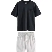 Next Pyjamas kort ljusgrå / svart