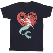 Disney Girls The Little Mermaid Love Daddy Cotton T-Shirt (Navy Blue)