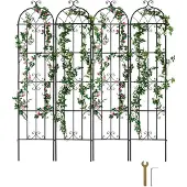 Vevor Trädgårdsspaljé för klätterväxter, 87 x 20 tum, 4-pack rostfritt metallträdgårdsspaljé för blommor, utomhusklätterros-spaljé för gurkor, dekorativt klematisspaljé för gårdar och gräsmattor