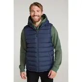 Mountain Warehouse Mens Seasons Hooded Vadderad Gilet (Marinblått)
