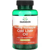 Swanson Health Ren Norsk Torskleverolja, 1G, 60 Mjuka Kapslar