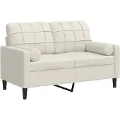 vidaXL 2-sitssoffa med prydnadskuddar gräddvit 120 cm sammet