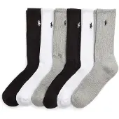 Ralph Lauren för män. 449950140001 Set med 6 par halvrunda strumpor svart, vit, grå (OSFA), Hemkläder, Bomull