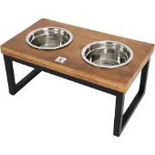 Boon Boony Est 1941 Middagsset trä med metallram matskålar hund