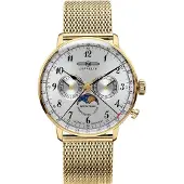 Zeppelin LZ129 Hindenburg Moonphase Silver Urtavla Quartz 7039M-1 7039M1 Damklocka silver