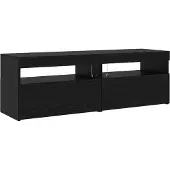 vidaXL TV-bänkar 3 stycken med LED-lampor Svart ek Konstruerat trä