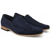 Infinity Leather Marinblå mockaloafers för män, lätta slip-on-skor