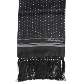 Dolce&Gabbana Svart Vit Prickig Fransen Foulard Halsduk