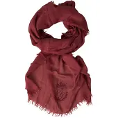 Dolce&Gabbana Mörkröd kashmirstickad omslagsjal med fransar