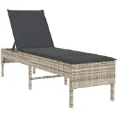 vidaXL Solstol med dyna ljusgrå 55x200x44cm konstrotting