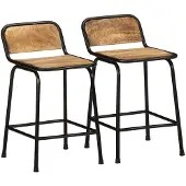 vidaXL Barstolar 2 st 46x35,5x70 cm massivt trä grov mango