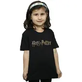 Harry Potter T-shirt i bomull med logotyp i fullfärg för flickor (Svart)