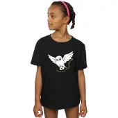 Harry Potter T-shirt i bomull med uggla och bokstäver för flickor (Svart)