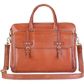 Infinity Leather Äkta Läder Laptop Brun Satchel Messenger Axelremsväska - Belmont