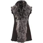 Infinity Leather Svart Toscana Shearling Nappa Läder Fårskinnsväst Dam - Parkes