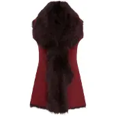 Infinity Leather Kvinna Burgundy Toscana Fårskinn Lång Gilet-Sorocaba