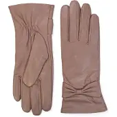 Infinity Leather Damhandskar i nakenbeige italienskt läder med mjukt ullfoder och rosettdesign