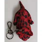 Dolce&Gabbana Röd svart polyester djursilhuett väska nyckelring nyckelband