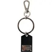 Dolce&Gabbana Svart Sint Glasplakett DG-logotyp Metallplatta Nyckelring