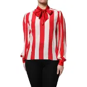 Dolce&Gabbana Sidenblus med krage och rosett