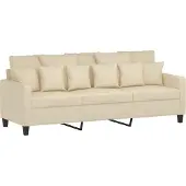 vidaXL 3-sitssoffa gräddvit 180 cm tyg
