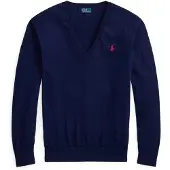 Ralph Lauren för kvinnor. 211972105005 Jersey Parkside marinblå (M), Casual, Bomull, Lång ärm, Marino