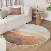FRAAI Rund modern matta | Field terrakotta hos Volero | Ø 160 cm | Polyester | Asymmetrisk | Rund | Låg lugg