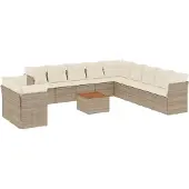 vidaXL Soffgrupp för trädgården 12 delar med dynor beige konstrotting
