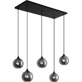 QAZQA Art Deco Pendellampa Svart med Rökglas 5-ljus - Wallace