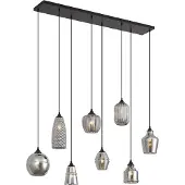 QAZQA Art Deco Pendellampa Svart med Rökglas 8-ljus - Hanne