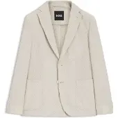 BOSS Slim-fit blazer in a patterned cotton blend