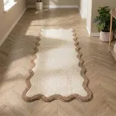 FRAAI Tvättbar gångmatta | Hazy beige/gräddvit hos Volero | 80x250cm | Bomull | Med kant | Löpare | Låg lugg