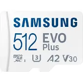 Samsung EVO Plus microSD-Kort Box 512 GB UHS-I, v30 Video Speed Class, A2 Application Performance Class inkl. SD-adapter