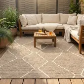 FRAAI Utomhusmatta i jute | Fora Lines natur hos Volero | 240x330 cm | Polypropen | Romb | Rektangulär | Plattvävd